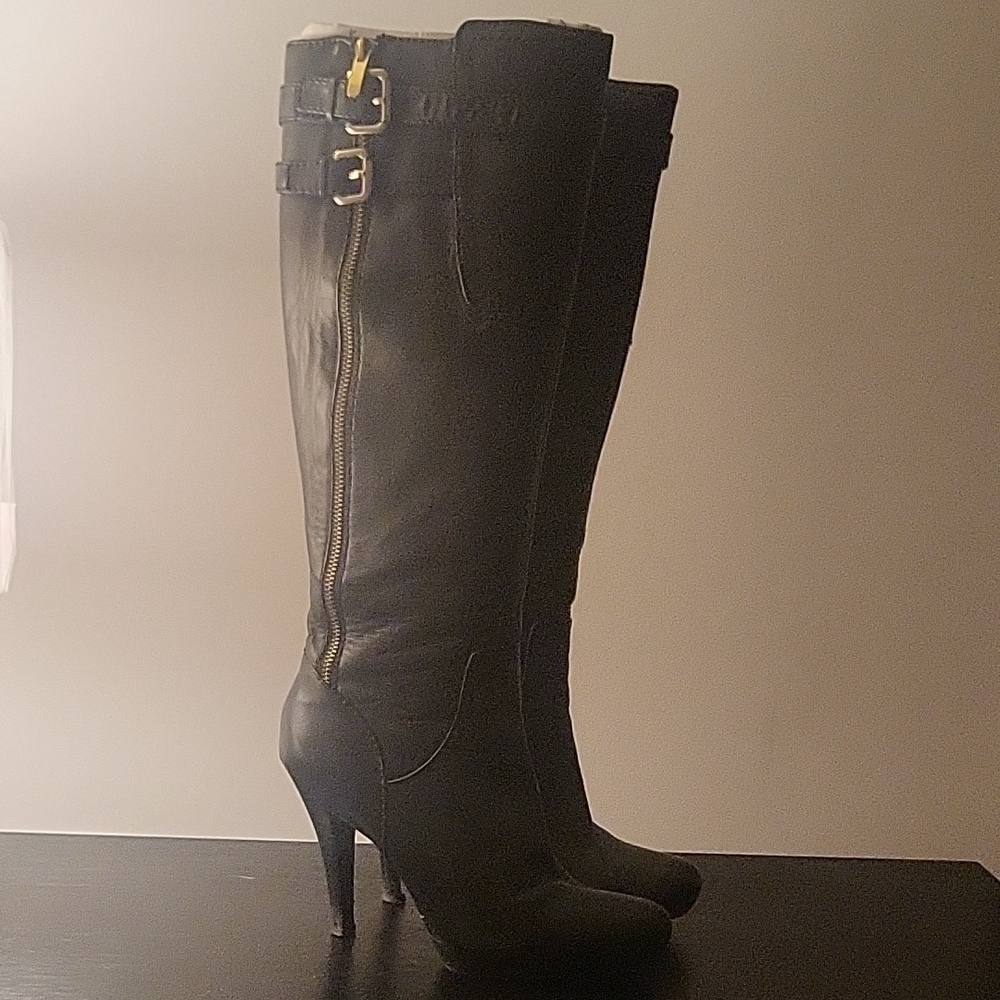 Nine West Black Heeled Boots with Buckle Detail